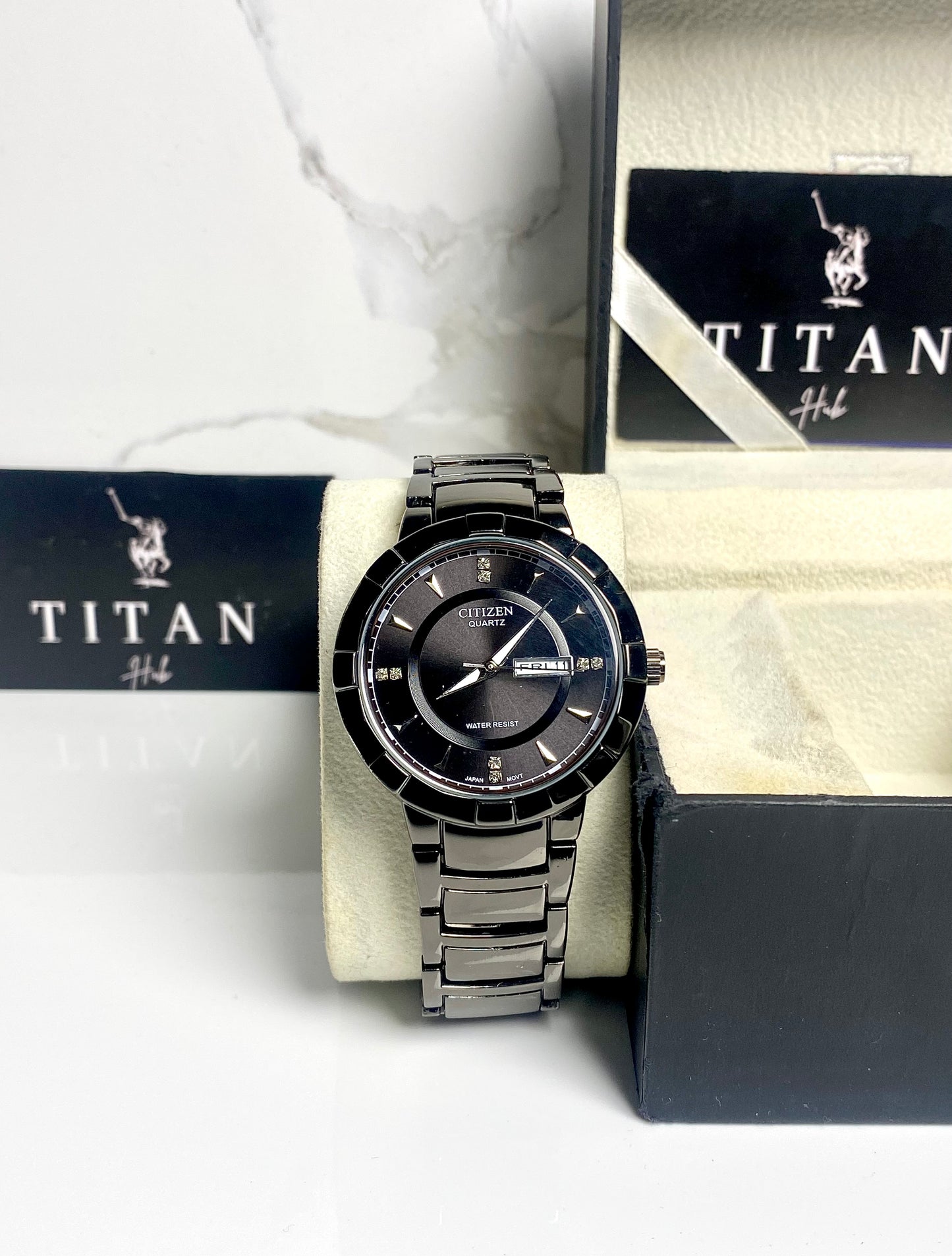 Metallic All black chain watch