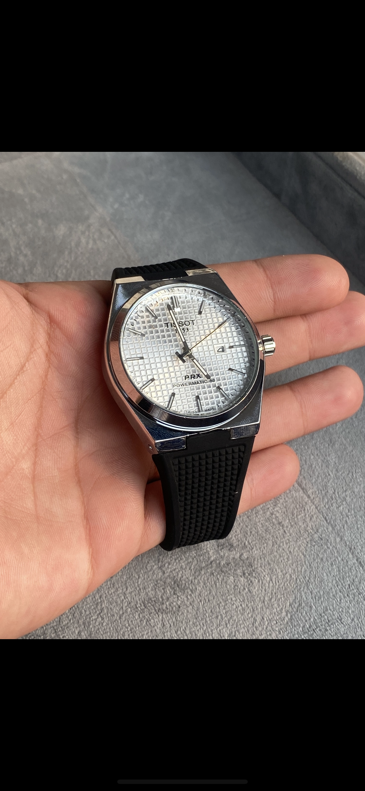 PRX White Dial with Black Silicon Strap Watch ⌚️