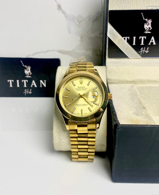 Golden chain gold dial watch RLX-DATE JUST