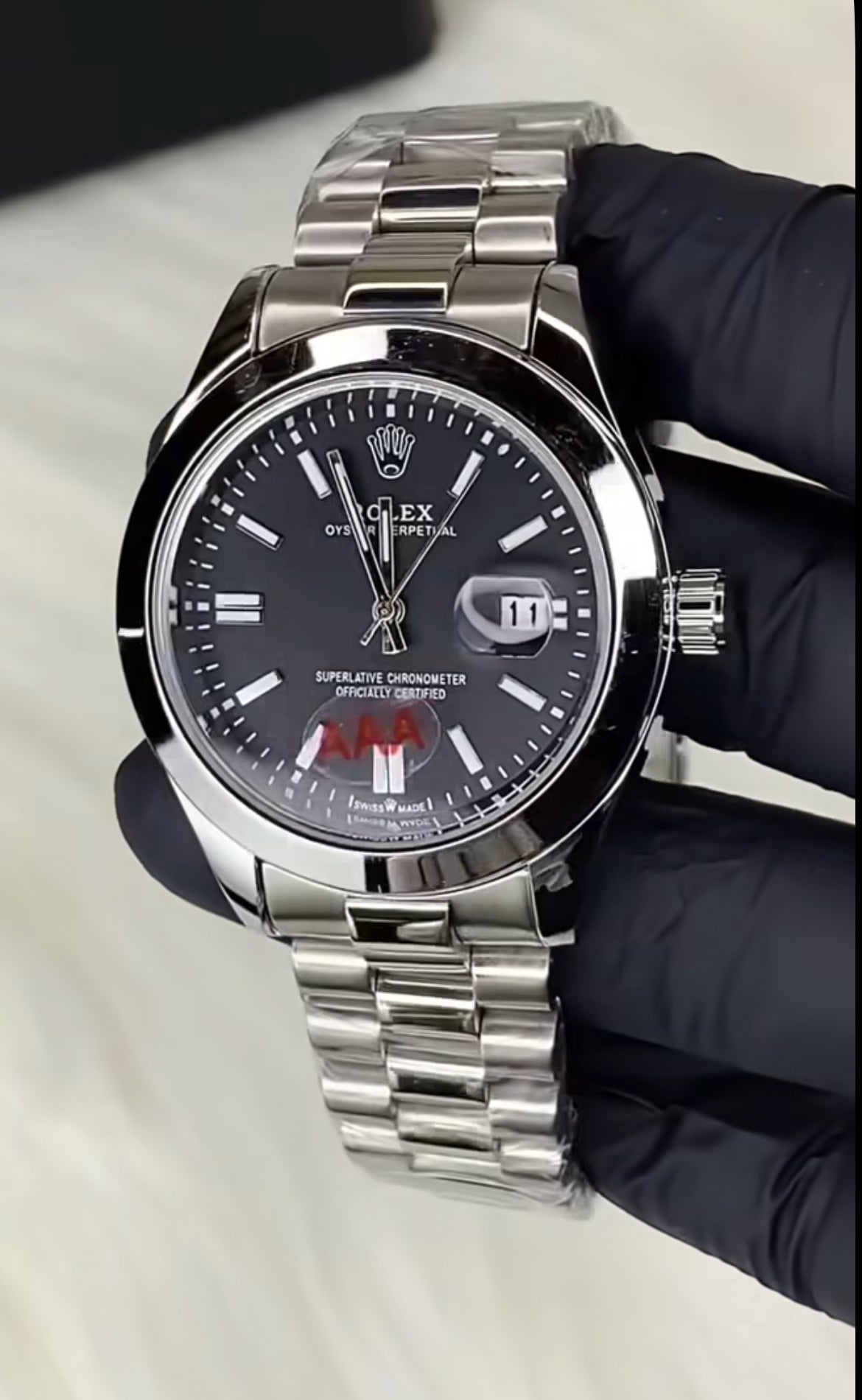 Silver chain Black Dial High Grade RLX watch ✨