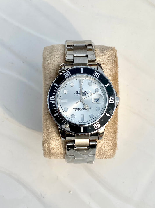 Silver chain white dial RLX-SUB DATE JUST