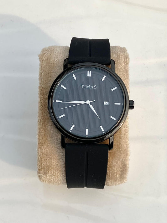 Classic Black Dial  Black Silicon Strap Watch ⌚️
