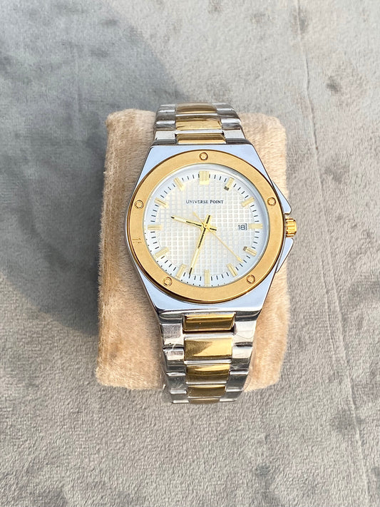 Pearl white SilverXGold chain watch