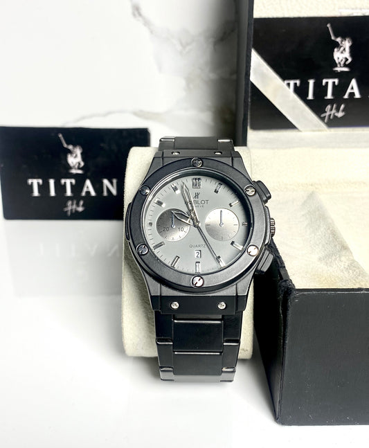 Classic Black Dial Black Chain Watch ⌚️HUB