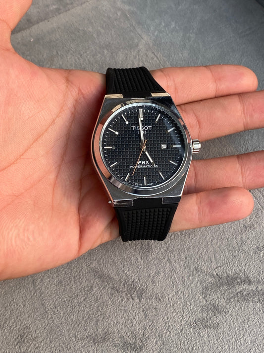 PRX Silver Black Silicon Strap Watch ⌚️