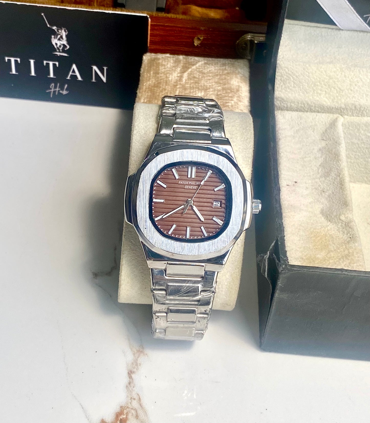 Premium ash brown silver chain watch-PAT