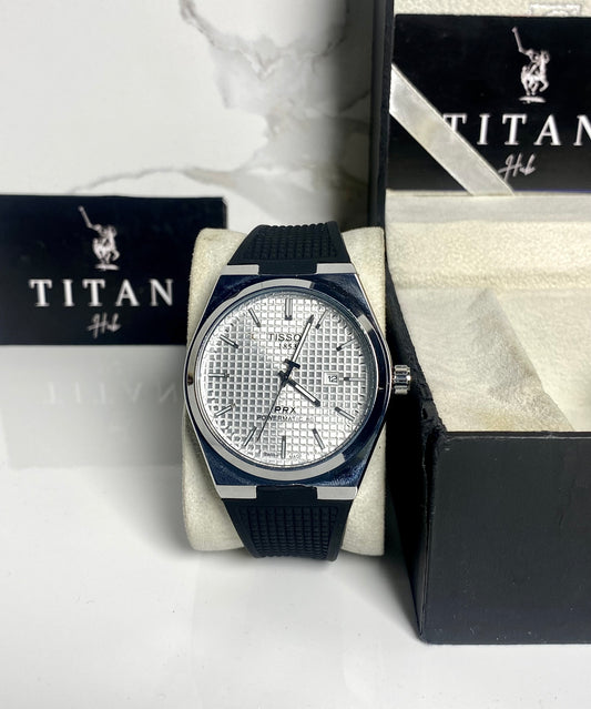 PRX White Dial with Black Silicon Strap Watch ⌚️