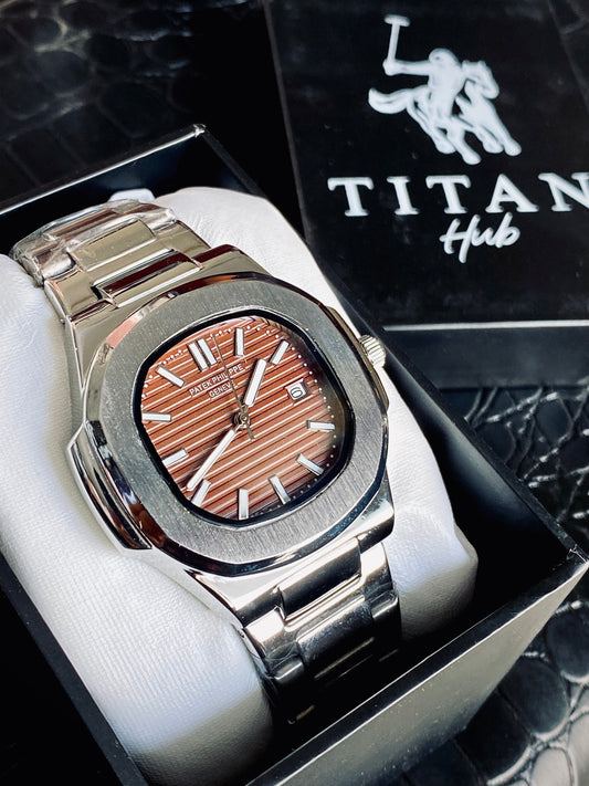 Premium ash brown silver chain watch-PAT